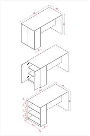 %100 MDFLAM 150cm Dolaplı Yüksek Mutfak Adası Yemek ve Bar Masası MA-04