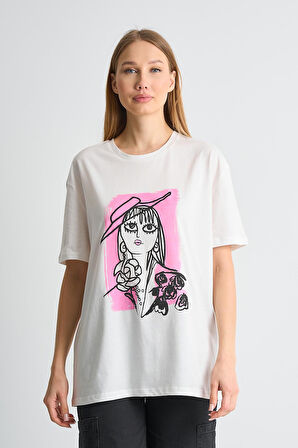 ALEXANDERGARDI Baskılı Bisiklet Yaka Kadın T-shirt