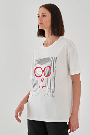 ALEXANDERGARDI Baskılı Siyah Kadın T-shirt