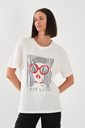 ALEXANDERGARDI Baskılı Siyah Kadın T-shirt