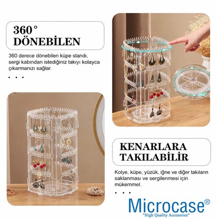 Microcase 360 Derece Döner Başlıklı Takı Aksesuar Organizer Standı AL5459 - ŞEFFAF