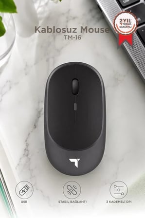 Mouse Çift Modlu Sessiz Kablosuz Fare TM16 Gri Ofis Gereci Masaüstü Aksesuar Tablet Faresi
