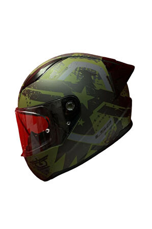 RAPID 2 RACE THUNDER BIRDS MAT YEŞİL-SİYAH-GRİ KASK+SPOİLER