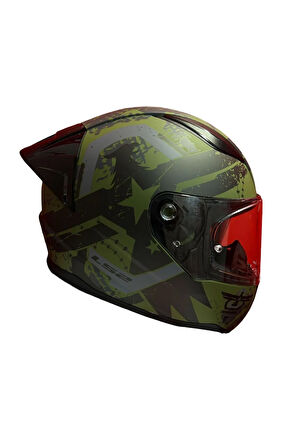 RAPID 2 RACE THUNDER BIRDS MAT YEŞİL-SİYAH-GRİ KASK+SPOİLER