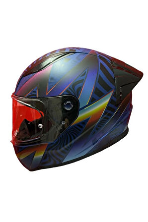 RAPID 2 RACE OPTIK MAT MAVİ-MOR KASK++SPOİLER