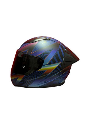 RAPID 2 RACE OPTIK MAT MAVİ-MOR KASK++SPOİLER-SET