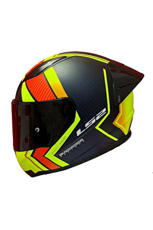 RAPID 2 RACE EXTRA MAT NEON SARI-NAVY MAVİ KASK++SPOİLER-SET