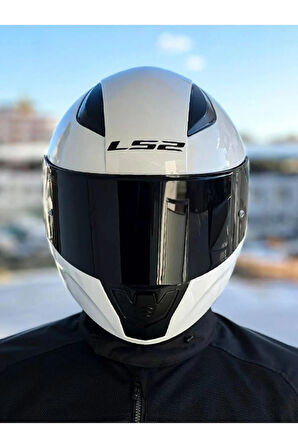 Rapid 2 Beyaz Kask Siyah Vizörlü