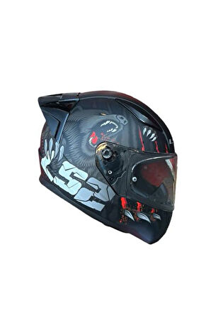 Rapıd 2 Race Clawn Mat Siyah-gri-kırmızı Kask