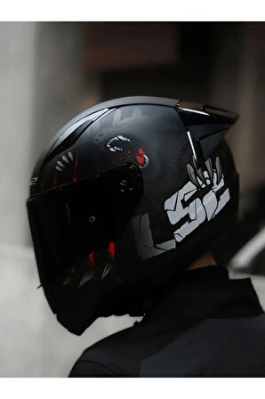 Rapıd 2 Race Clawn Mat Siyah-kırmızı Kask