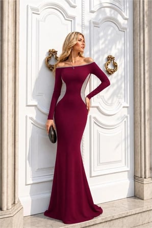 Trendexa Dik Elbise Maxi Kollu Abiye Yaka Uzun · Renk: Saks · Beden: XL MAC