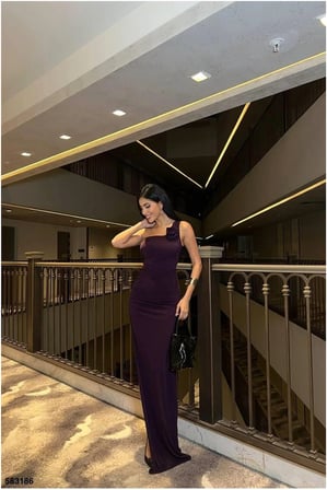 Trendexa Sandy Kumaş Omuz Tek Elbise Maxi · Renk: Mor · Beden: L MAC