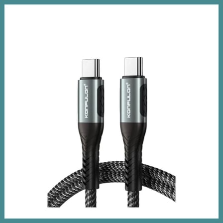 Trendexa Konfulon DC43 Type-C to Type-C 1M Örgü 60W Hızlı Şarj Kablo - Siyah MAC
