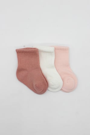 Trendexa Cherry Girl 3'lü Penye Soket Çorap 10138 Pudra · Beden: 0-3 Ay · Renk: Pudra MAC