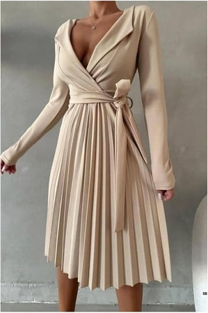 Trendexa Krep Kemerli Elbise Abiye V Yaka Kumaş · Renk: Siyah · Beden: S MAC