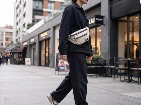Trendexa Krem Unisex Bel Çantası Çapraz Askılı Günlük Kullanım Fermuarlı 30x13 cm MAC
