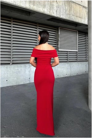 Trendexa Halter Taş Abiye Yaka Elbise Detaylı · Renk: Saks · Beden: S MAC
