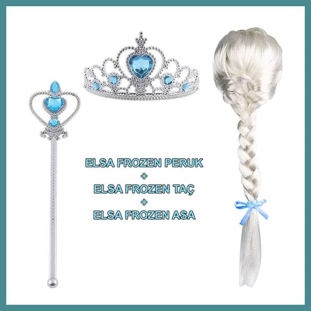 Bezos Örgülü Karlar Ülkesi Frozen Elsa Peruğu Tacı ve Sopası Çocuk Boy MAC