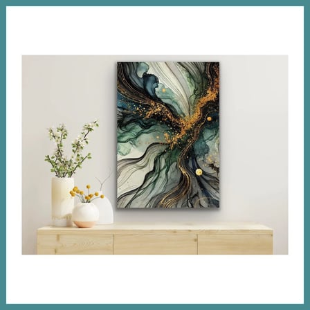 Trendexa Yeşil Mavi Gold Soyut Kanvas Tablo 70x100cm MAC