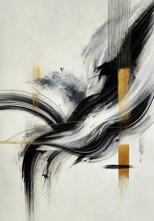 Trendexa Siyah Gold Soyut Kanvas Tablo 70x100cm MAC