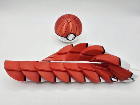 Bezos 3D Baskı Pokebal - Segmentli Pokeball Dekoratif Küre-Kırmızı MAC