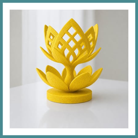 Bezos 3D Baskı Lotus Çiçeği Mumluk - Dekoratif Tealight Mumluk-Sarı MAC