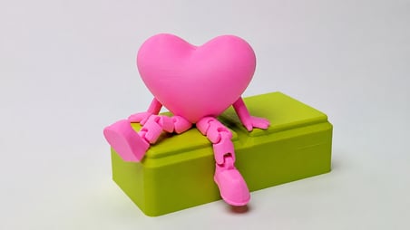 Bezos 3D Baskı Hareketli Kalp Figürü - Eklemli Dekoratif Oyuncak (1 Adet)-Pembe MAC