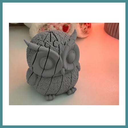 Bezos 3D Baskı Hareketli Baykuş Figürü - Eklemli Flexi Oyuncak - Gri MAC