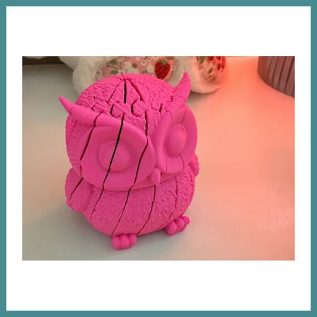 Bezos 3D Baskı Hareketli Baykuş Figürü - Eklemli Flexi Oyuncak - Pembe MAC