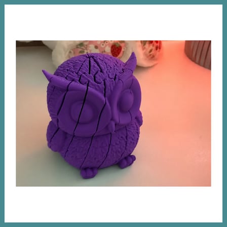 Bezos 3D Baskı Hareketli Baykuş Figürü - Eklemli Flexi Oyuncak - Mor MAC