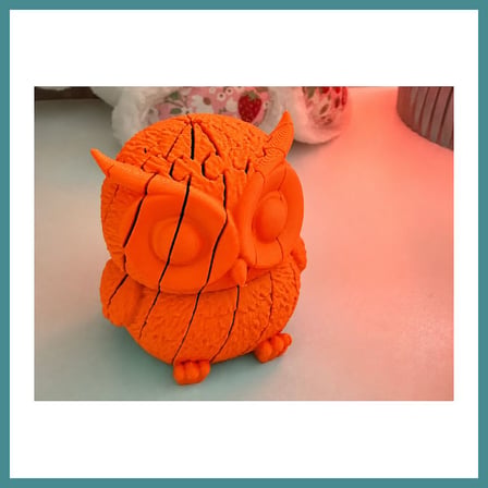 Bezos 3D Baskı Hareketli Baykuş Figürü - Eklemli Flexi Oyuncak - Turuncu MAC
