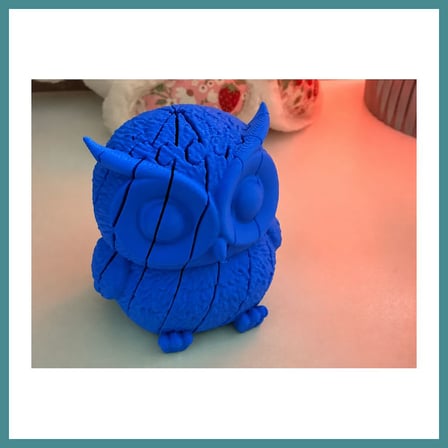 Bezos 3D Baskı Hareketli Baykuş Figürü - Eklemli Flexi Oyuncak - Mavi MAC