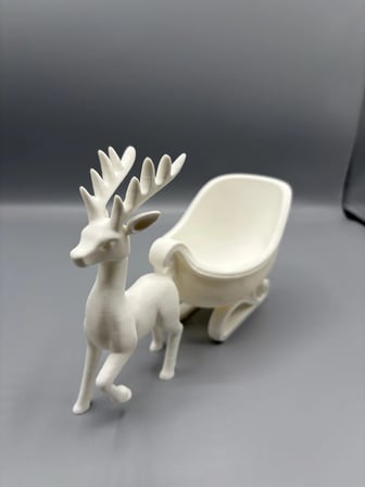 Bezos 3D Baskı 2li Geyik ve Kızak Seti Beyaz Dekoratif Yılbaşı Objesi Konsol Şömine Masa Süsü Yeni Yıl MAC