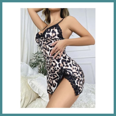 Trendexa Kadın Leopar Desenli Dantel Detaylı elbise 5062 · BEDEN: S/M · RENK: SİYAH MAC