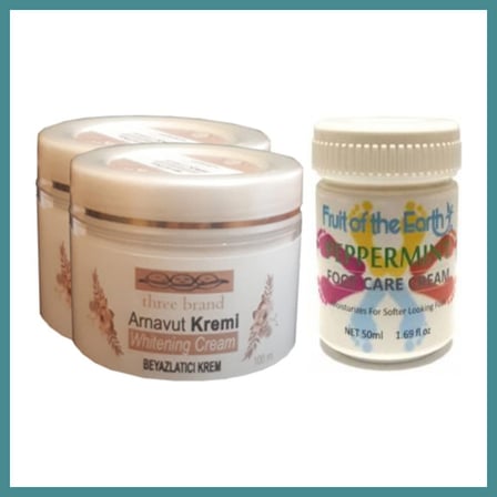 Trendexa Hintohu Three Brand 100ML Arnavut Aklık Kremi 2AD+FOOT Carecream 50ML Ayak Bakım Kremi Naneferahlığ MAC