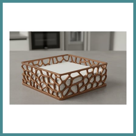 Trendexa 3D Baskı Organik Desenli Peçetelik Kokteyl Peçete Tutucu 12,5x12,5 cm Delikli Peçete Standı - Bakır MAC