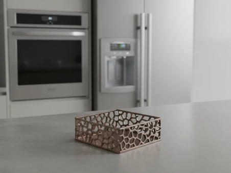 Trendexa 3D Baskı Organik Desenli Peçetelik Kokteyl Peçete Tutucu 12,5x12,5 cm Delikli Peçete Standı - Bakır MAC