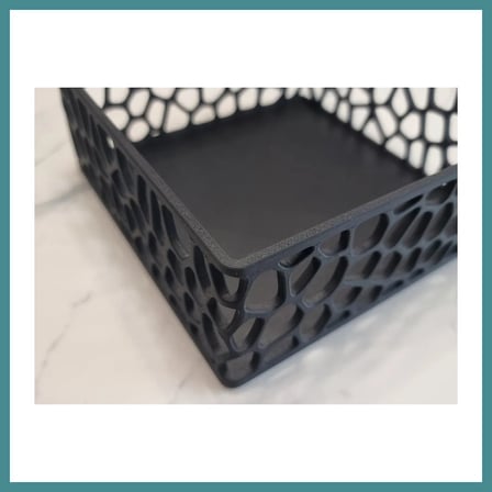 Trendexa 3D Baskı Organik Desenli Peçetelik Kokteyl Peçete Tutucu 12,5x12,5 cm Delikli Peçete Standı - Siyah MAC