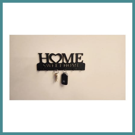 Trendexa 3D Baskı Home Sweet Home Yazılı Anahtarlık Duvar Askısı Kalpli Anahtar Askısı Siyah MAC
