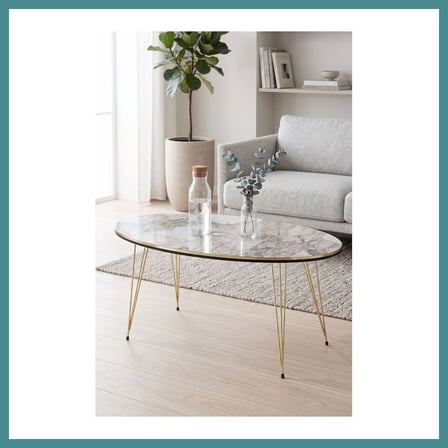 Trendexa Gold Tel Oval Orta Sehpa Beyaz MAC