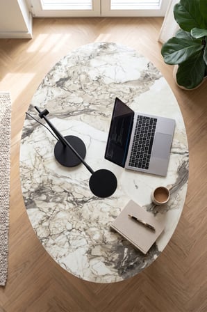 Trendexa Metal Ayak Oval Orta Sehpa Efes Beyaz MAC