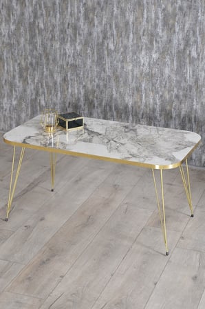 Trendexa Gold Tel 4'lü Sehpa Seti Efes Beyaz MAC