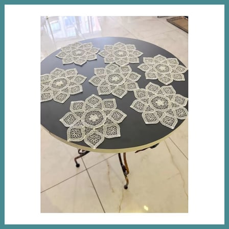 Trendexa 6 lı Dantel Kahve Sunumluğu 15x15 cm Asorti Desenli Bardak Altlığı Türk Kahvesi Fincan Sunum Seti MAC
