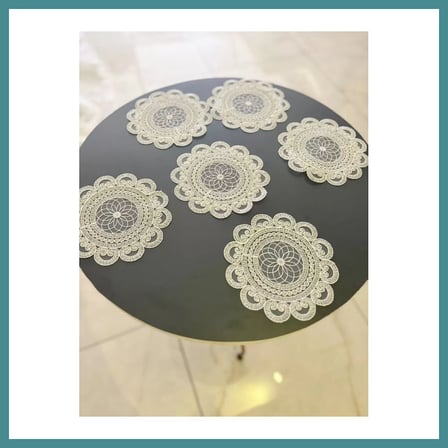Trendexa 6 lı Dantel Kahve Sunumluğu 15x15 cm Asorti Desenli Çeyizlik Sunumluk MAC