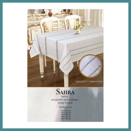 Bezos Sahra Model Kapiçino 160x220 cm Polyester Ajurlu Keten Tablecloth Yemek Masası MAC