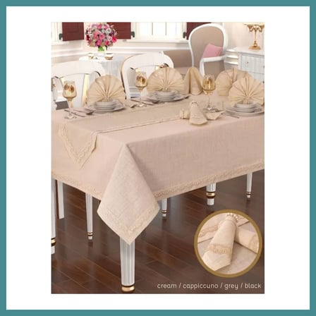 Trendexa Linen Kapiçino 12 Kişilik 26 Parça 155 × 220 cm Masası Premium Şık Sofra Seti MAC