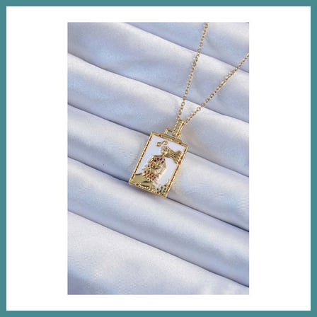 Trendexa 316L Çelik Zincir Gold Renk Beyaz Mineli Tarot Kolye MAC