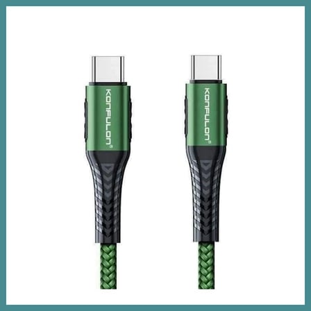 Trendexa Konfulon DC43 Type-C to Type-C 1M Örgü 60W Hızlı Şarj Kablo - Yeşil MAC