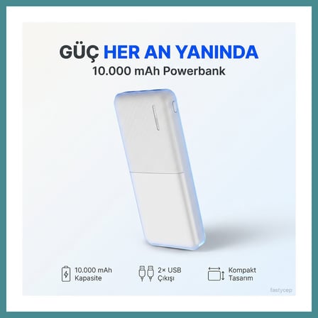 Bezos Snapmax -3009 Beyaz 10.000 Mah Powerbank 2X USB Çıkışlı 1 Type-C ve 1 Micro Girişli MAC