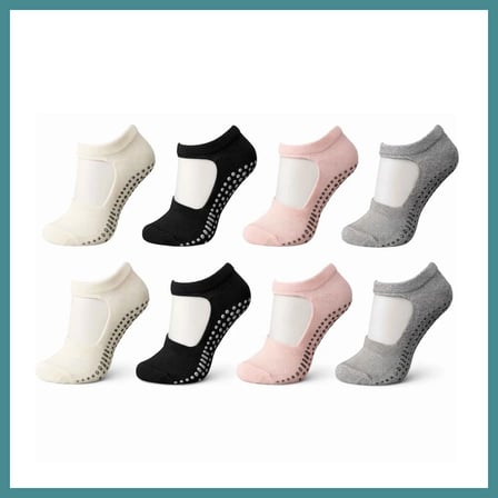 Trendexa Kaymaz Taban Yoga ve Pilates Çorabı 8'li Kadın, Silikon Tabanlı Nefes Alabilir Bilek Bantlı Çorap, Ev Yoga Pilates Trambolin Umre İçin, 4 Renk · BEDEN: 36-40 · RENK: Çok Renkli 8 li MAC